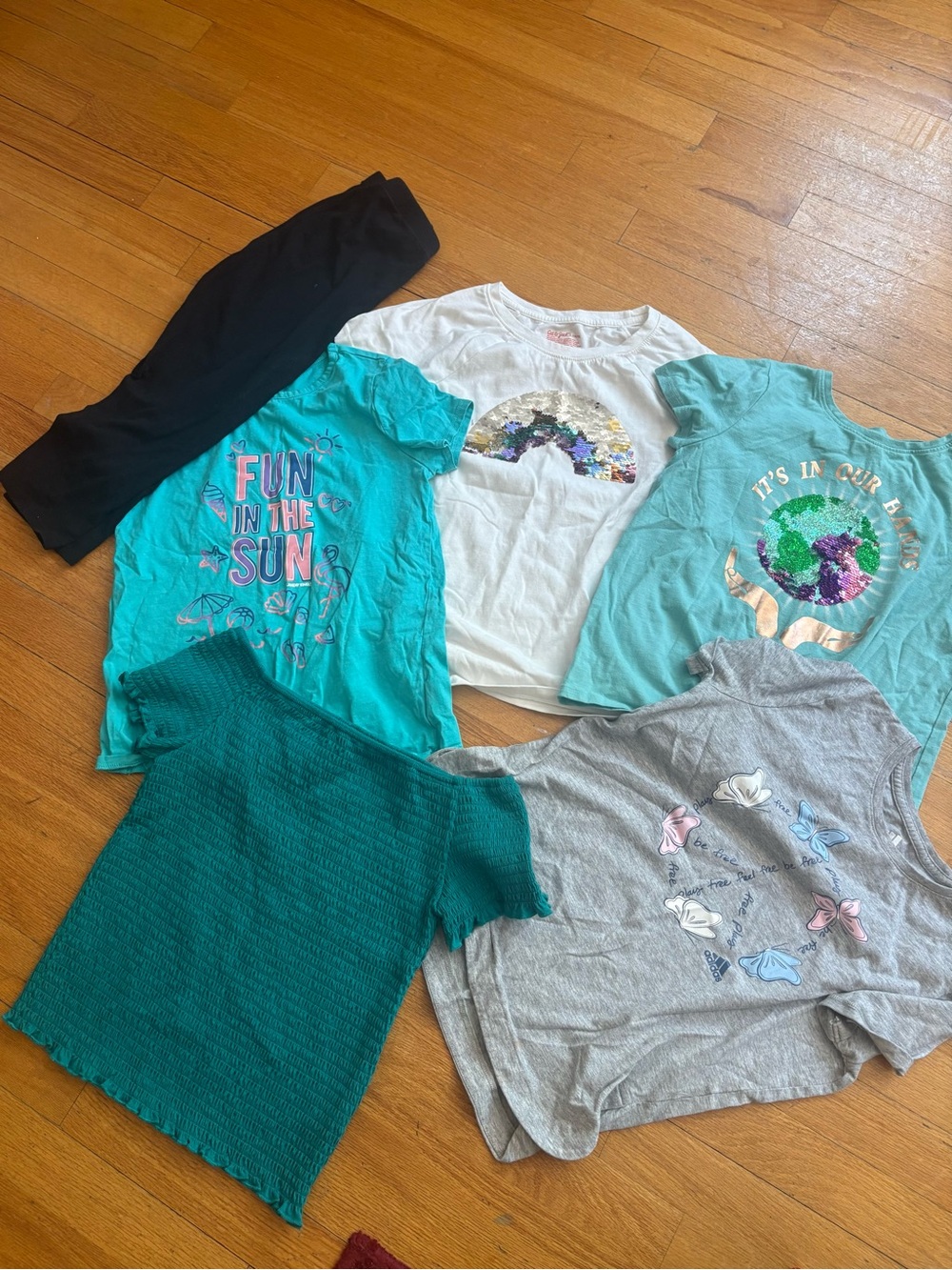 Girls Mix & Match Tee Set - Teal, Aqua, White & Gray